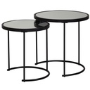 Design table d'appoint ronde Ø 50/42 cm - 2 parties noir avec verre miroir