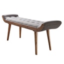 Banc en tissu / banc en bois massif gris 125x51x38 cm design Chesterfield