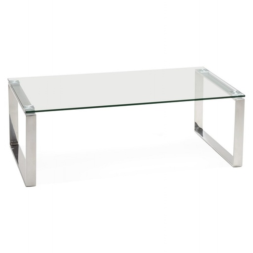 [A00120] Table basse intemporelle verre, métal chromé Saanvi