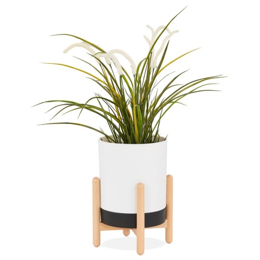 [A00145] Pot pour plantes noir et blanc, cadre en bois Adrienne