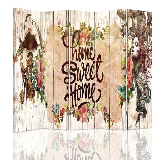 [A08901] Paravent avec image home sweet home fabriqué en mdf et toile