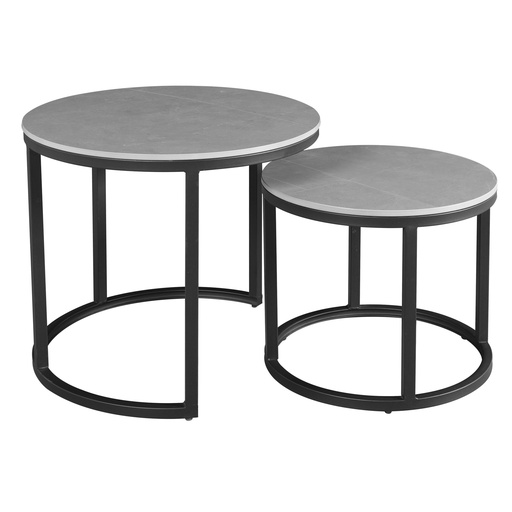 Tables d'appoint Olba avec plateau en pierre frittée en gris, blanc ou noir