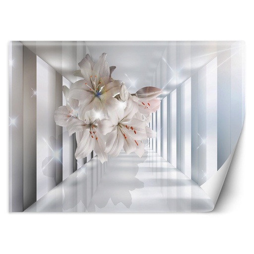 Papier peint rectangulaire résistant à l'eau imprimé sur toile fleurs 3d dans un couloir