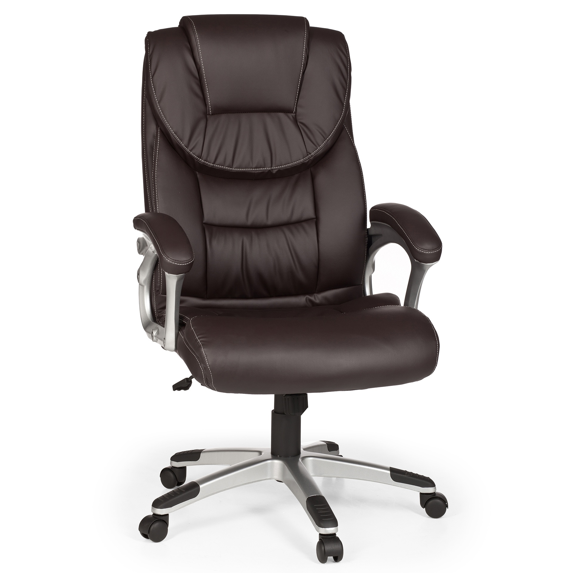 [A09413] Chaise de bureau Madrid cuir artificiel marron ergonomique avec appui-tête