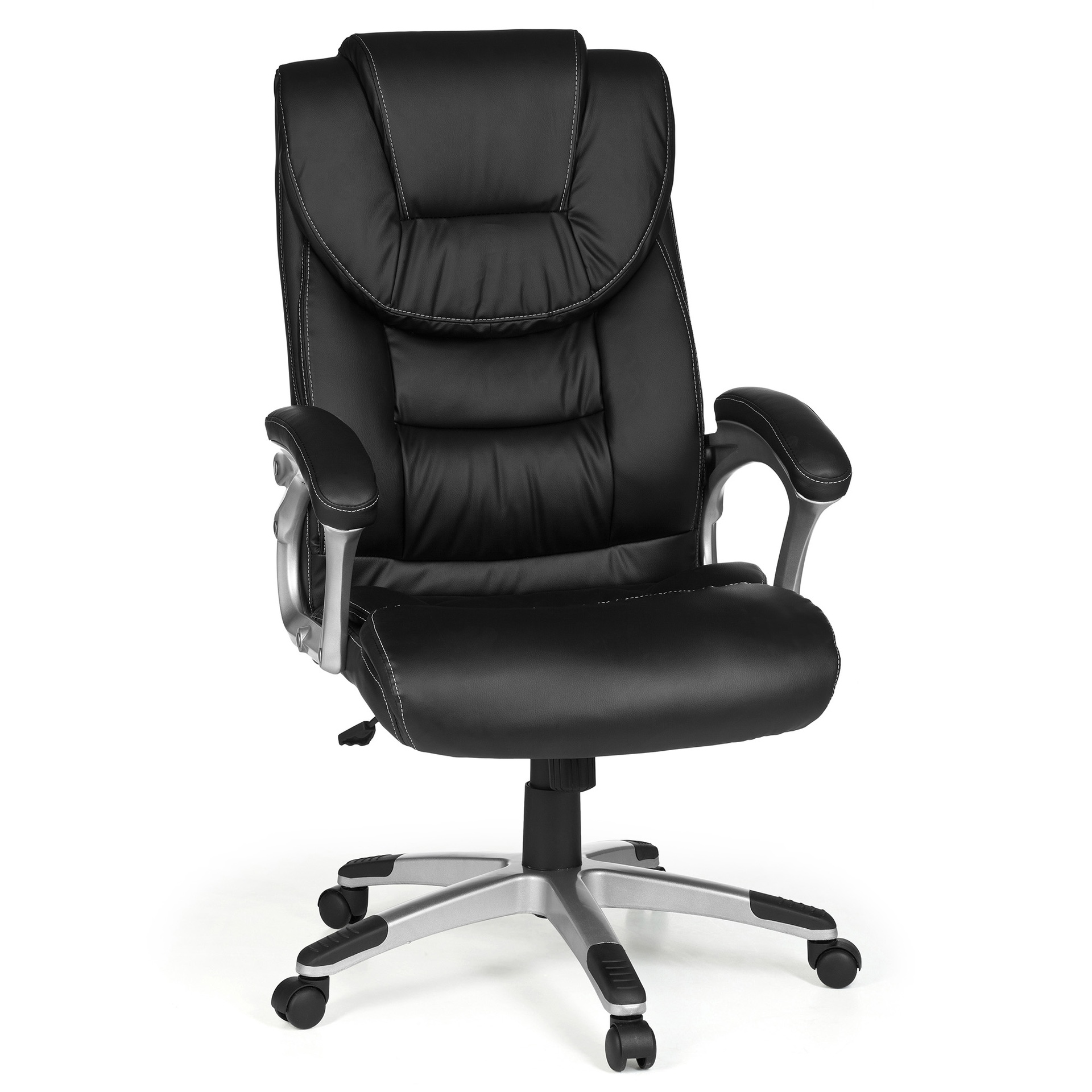 [A09439] Chaise de bureau Madrid simili cuir noir ergonomique avec appui-tête