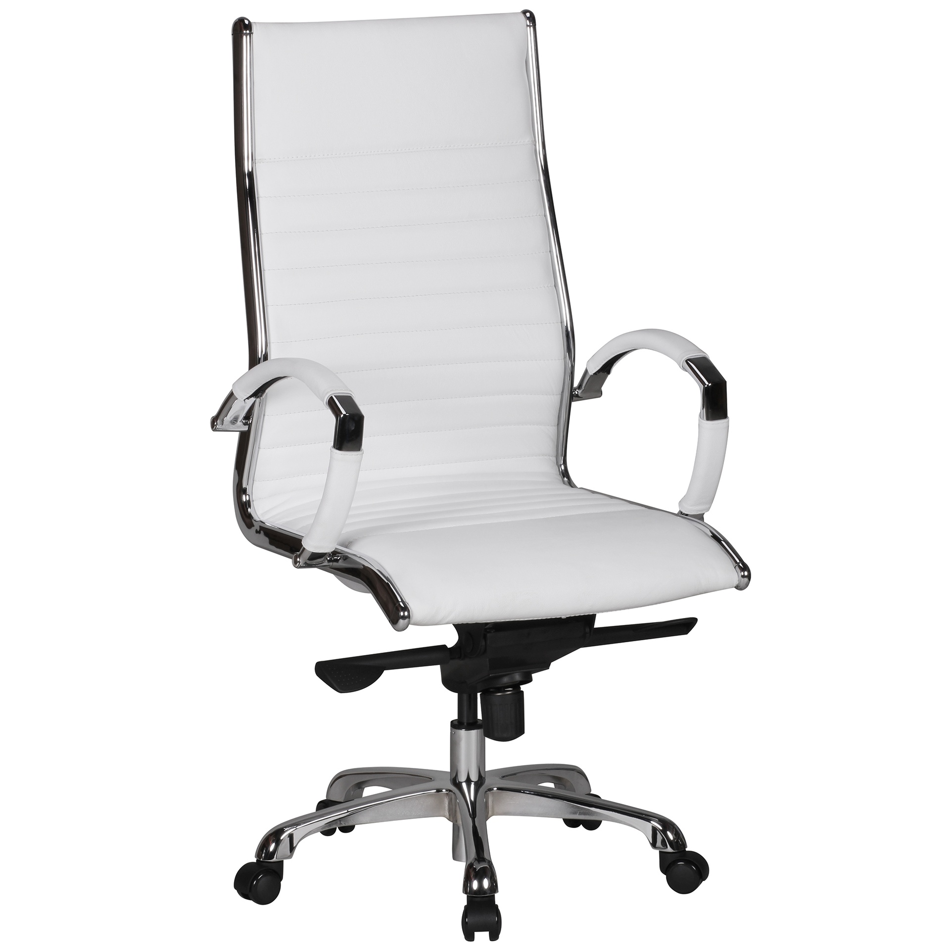 [A09441] Chaise de bureau Salzburg 1 revêtement cuir véritable blanc