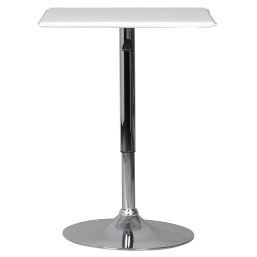 [A09533] Table de bar Altona simili cuir blanc réglable en hauteur carrée