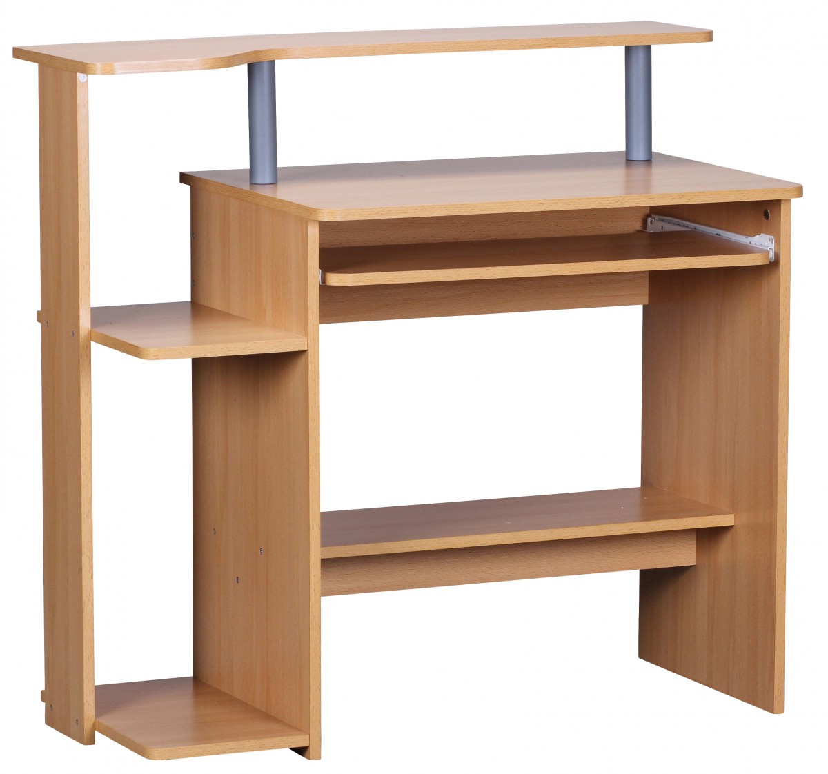 [A09541] Table d'ordinateur hêtre 94 x 90,5 x 48,5 cm table d'ordinateur portable moderne avec tiroir pour clavier