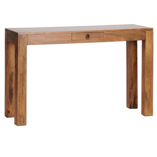 [A09554] Table console MUMBAI console en bois massif de Sesham avec 1 tiroir 120 x 40 cm style maison de campagne