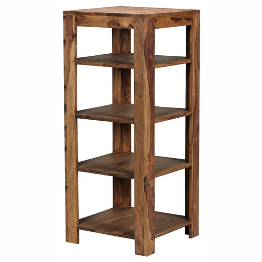 [A09603] Étagère sur pied MUMBAI en bois de Sesham massif 105 cm avec 4 compartiments de rangement design style maison de campagne