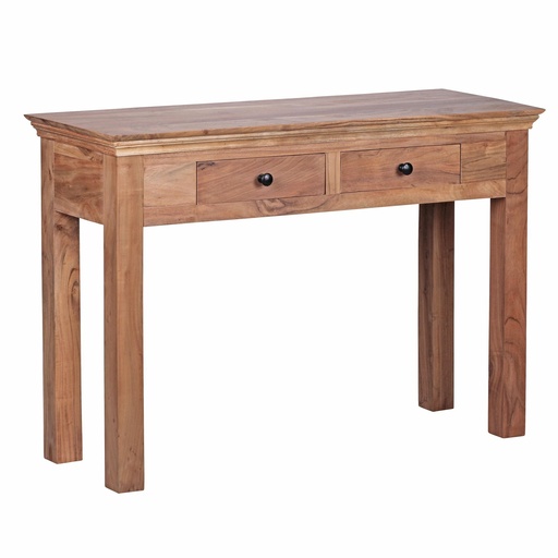 [A09612] Table console MUMBAI console en bois d'acacia massif avec 2 tiroirs 110 x 40 cm style maison de campagne