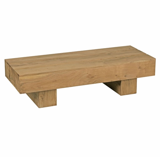 [A09613] Table basse SIRA en bois d'acacia massif 120 cm de large, style maison de campagne marron foncé