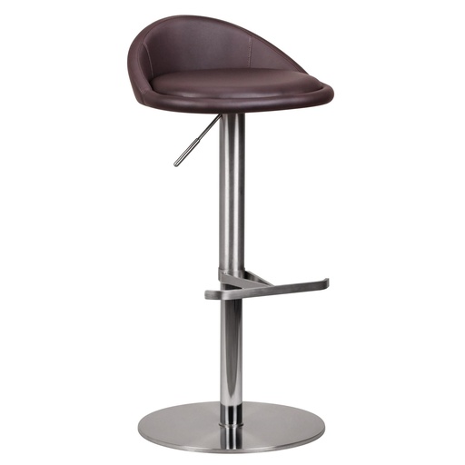 [A09676] Tabouret de bar marron en acier inoxydable réglable en hauteur hauteur d'assise 54 - 79 cm