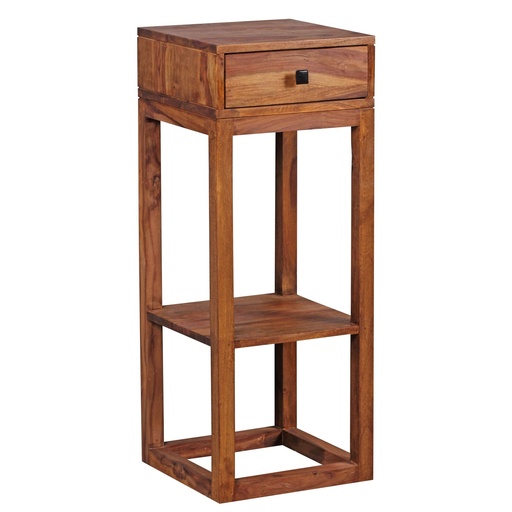 [A09690] Table d'appoint MUMBAI en bois de Sesham massif avec tiroir 35 x 35 x 90 cm