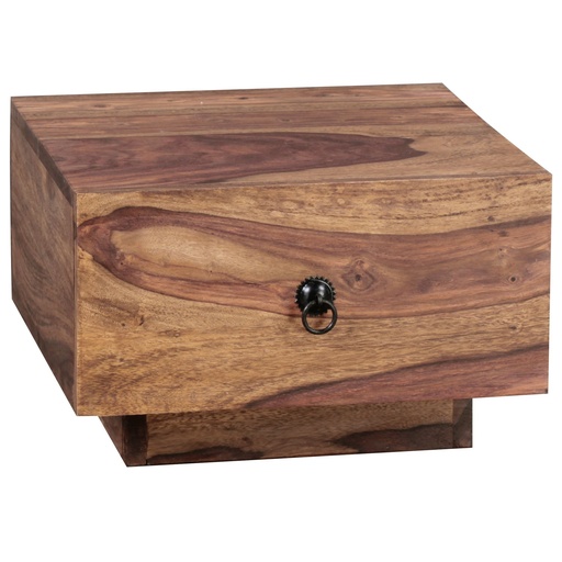 [A09693] Design table de chevet MUMBAI bois massif de Sheesham 40x40x25 cm avec tiroir