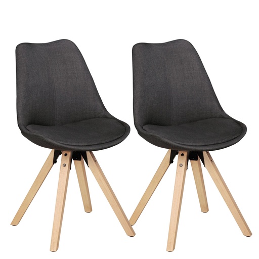 [A09736] Lot de 2 chaises de salle à manger rétro Lima anthracite