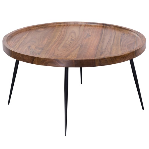 [A09884] Table basse 75x39x75 cm bois massif Sheesham / métal