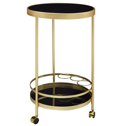 [A09980] Design chariot de service doré rond Ø 45 cm 2 niveaux