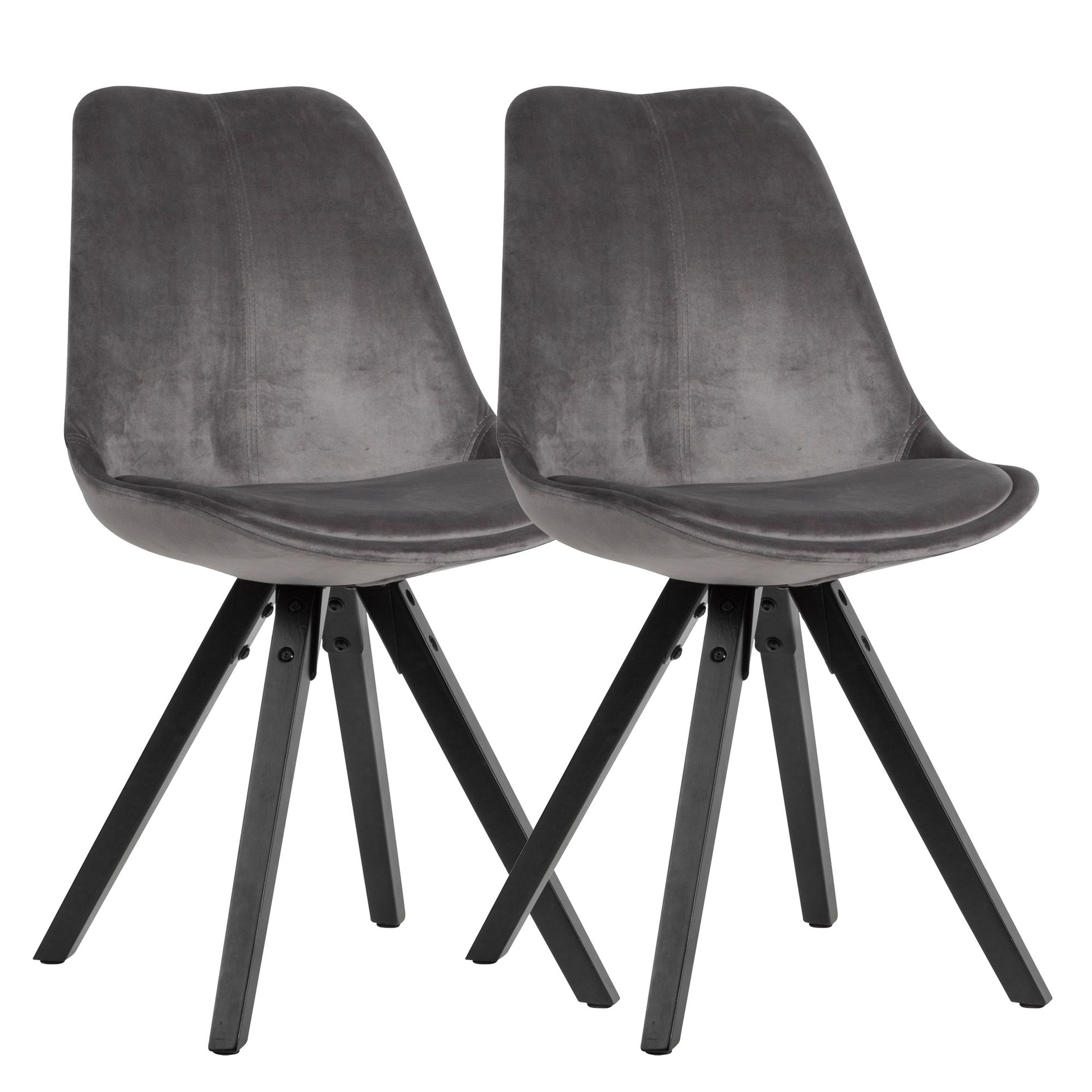 [A10014] Soft dining chair set de 2 sans accoudoirs en gris foncé
