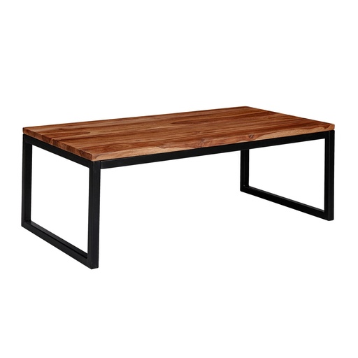 [A10028] Table basse 110 x 40 x 60 cm bois massif Sheesham / métal