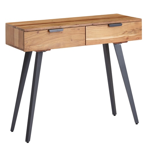 [A10030] Table console 90 x 78 x 36 cm console en bois d'acacia massif/métal avec tiroirs
