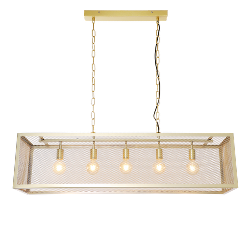 [A00085] Suspension dorée ouverte 5 luminaires Enda 